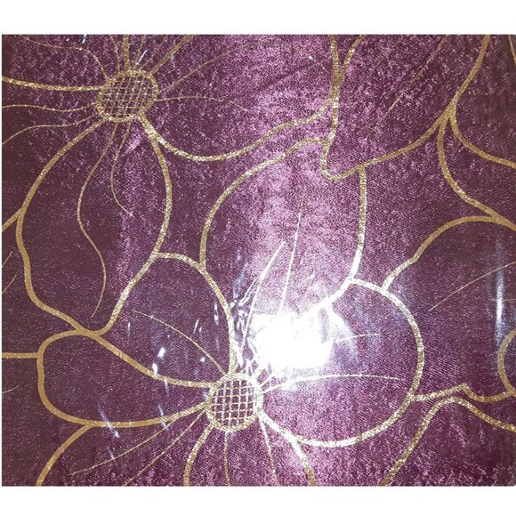 Sheer Curtains - Burgundy 2 piece curtain set - Burgundy with Gold - Picture 3 of 4
